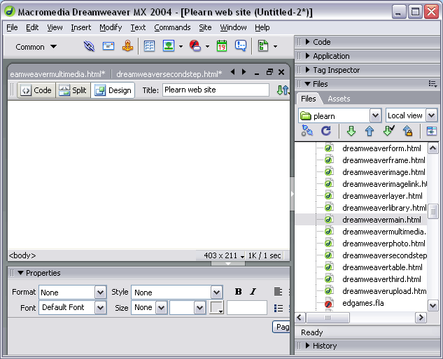 Dreamweaver window